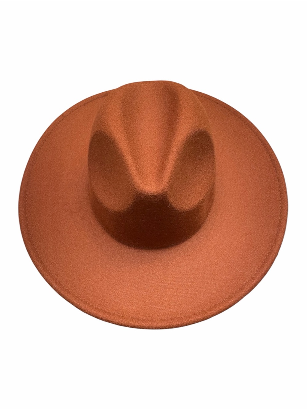 Free People Clean Slate Wool Felt Fedora Wide Brim Hat Chestnut Brown OS Boho